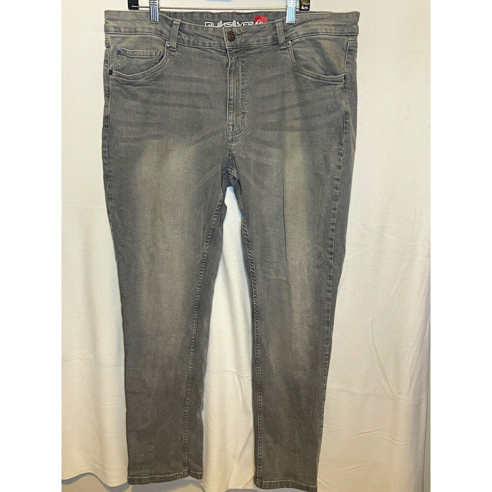 Quiksilver Men's Gray Slim Stretch Denim Jeans Cotton/Spandex 5-Pocket Logo